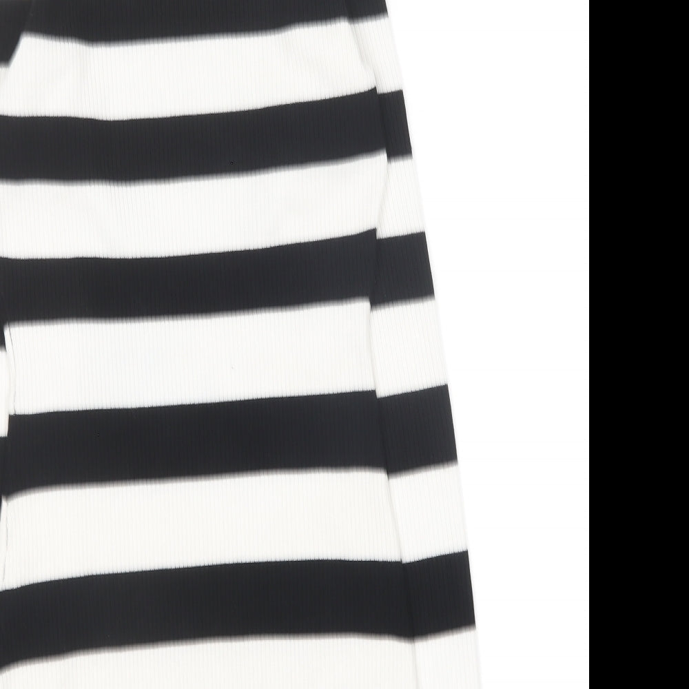 Lipsy Womens Black Round Neck Striped Cotton Pullover Jumper Size 8