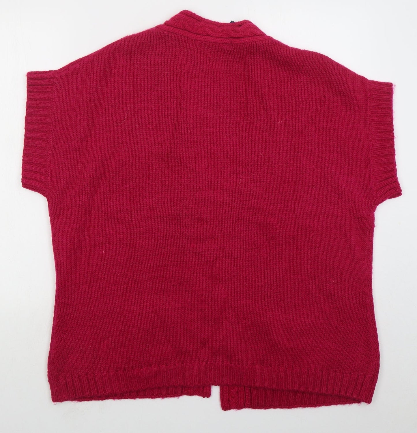 Isle Womens Pink V-Neck  Acrylic Cardigan Jumper Size L