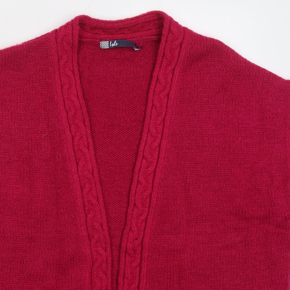Isle Womens Pink V-Neck  Acrylic Cardigan Jumper Size L
