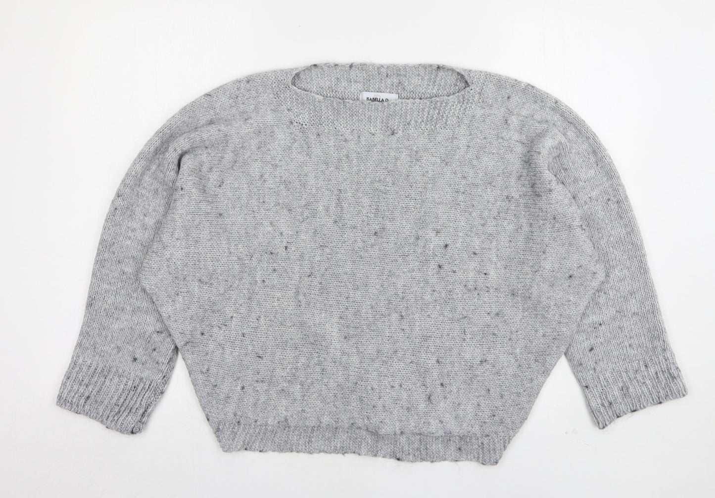 Isabella D Womens Grey Round Neck  Acrylic Pullover Jumper Size S