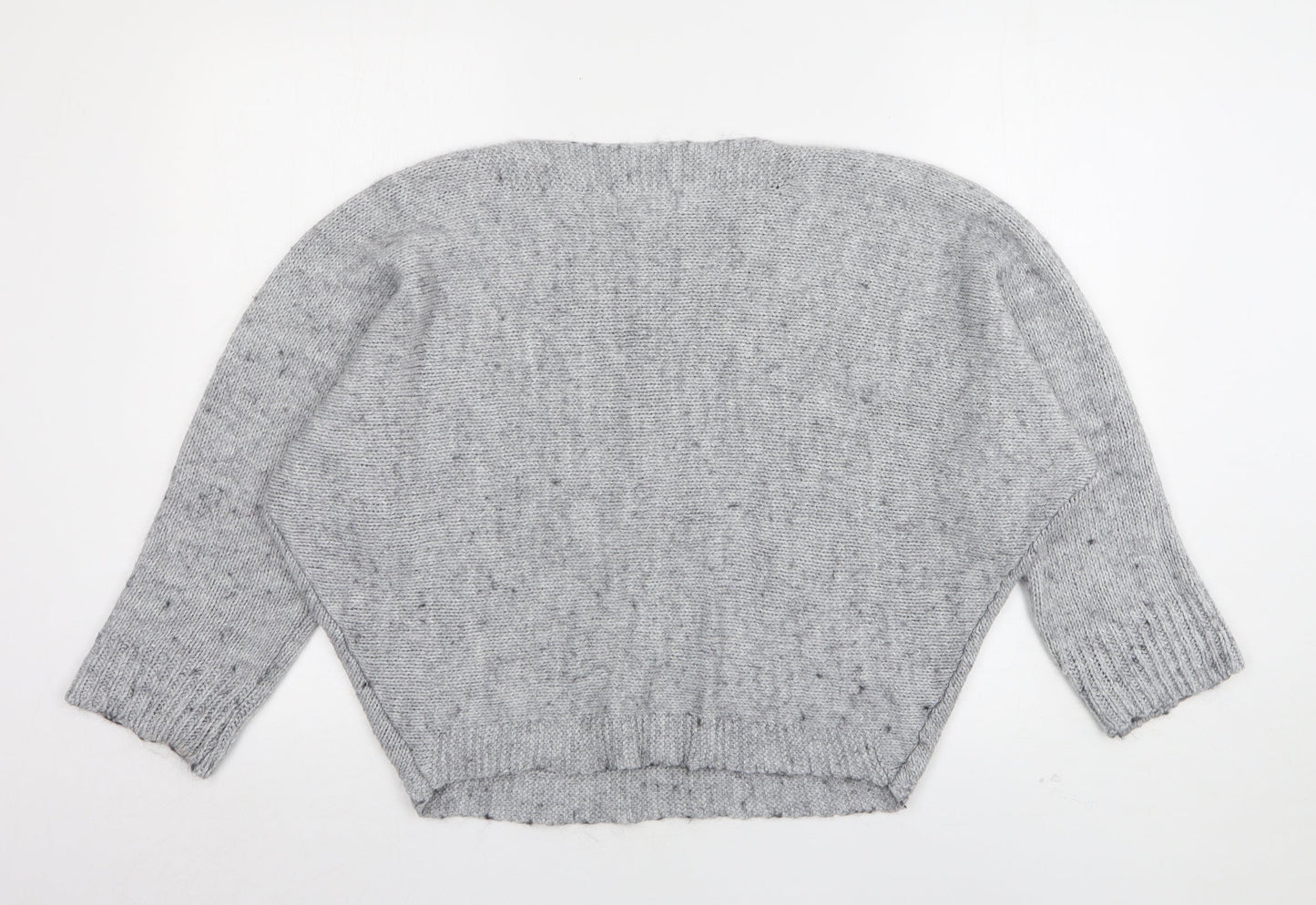 Isabella D Womens Grey Round Neck  Acrylic Pullover Jumper Size S