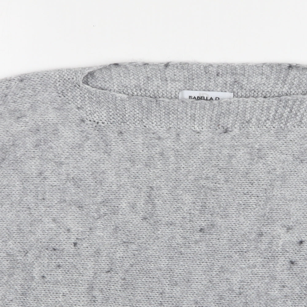 Isabella D Womens Grey Round Neck  Acrylic Pullover Jumper Size S
