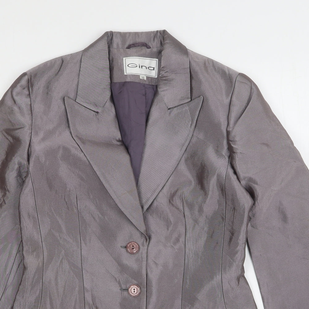 Gina  Womens Silver  Acetate Jacket Suit Jacket Size 10