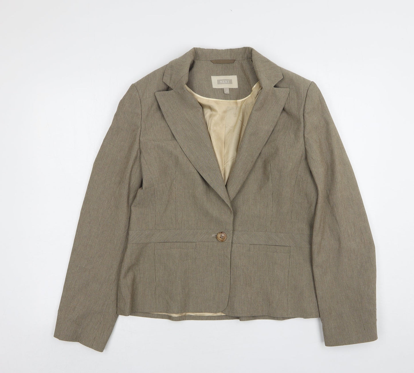 NEXT Womens Brown Striped Polyester Jacket Suit Jacket Size 14