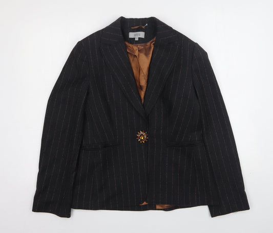 Marks and Spencer Womens Grey Striped Wool Jacket Suit Jacket Size 12