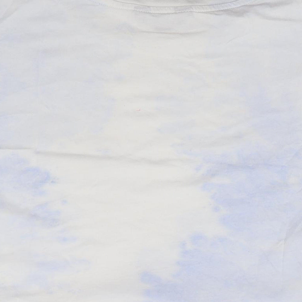 New Look  Girls Blue Geometric 100% Cotton Cropped T-Shirt Size 12-13 Years Crew Neck Pullover