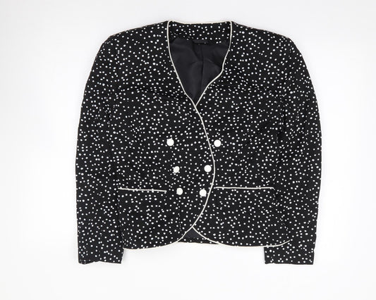 Country Casuals Womens Black Polka Dot Cotton Jacket Suit Jacket Size 10