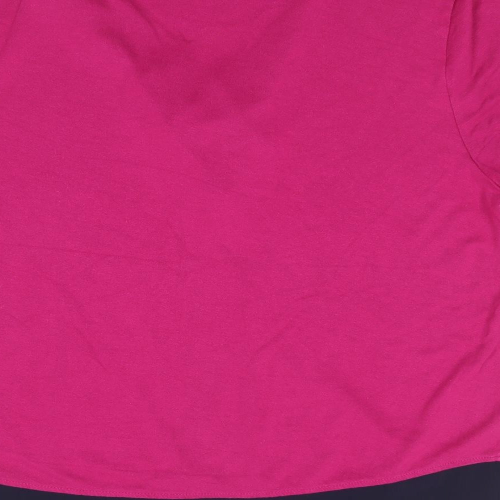 Marks and Spencer Womens Pink  Viscose Jersey T-Shirt Size 14 V-Neck