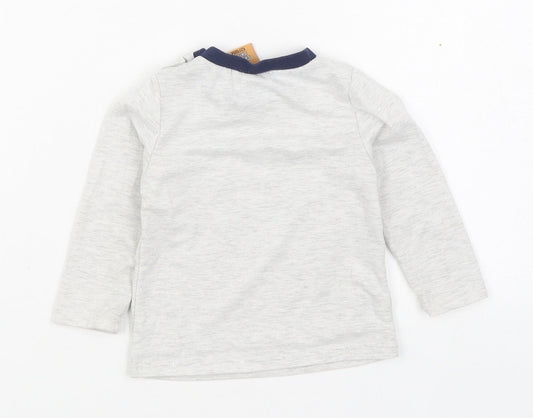 Cheeky Chimp Boys Grey  Cotton Basic T-Shirt Size 12-18 Months Round Neck Pullover