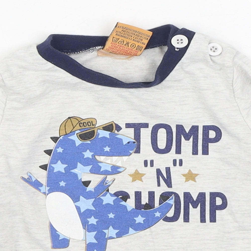 Cheeky Chimp Boys Grey  Cotton Basic T-Shirt Size 12-18 Months Round Neck Pullover