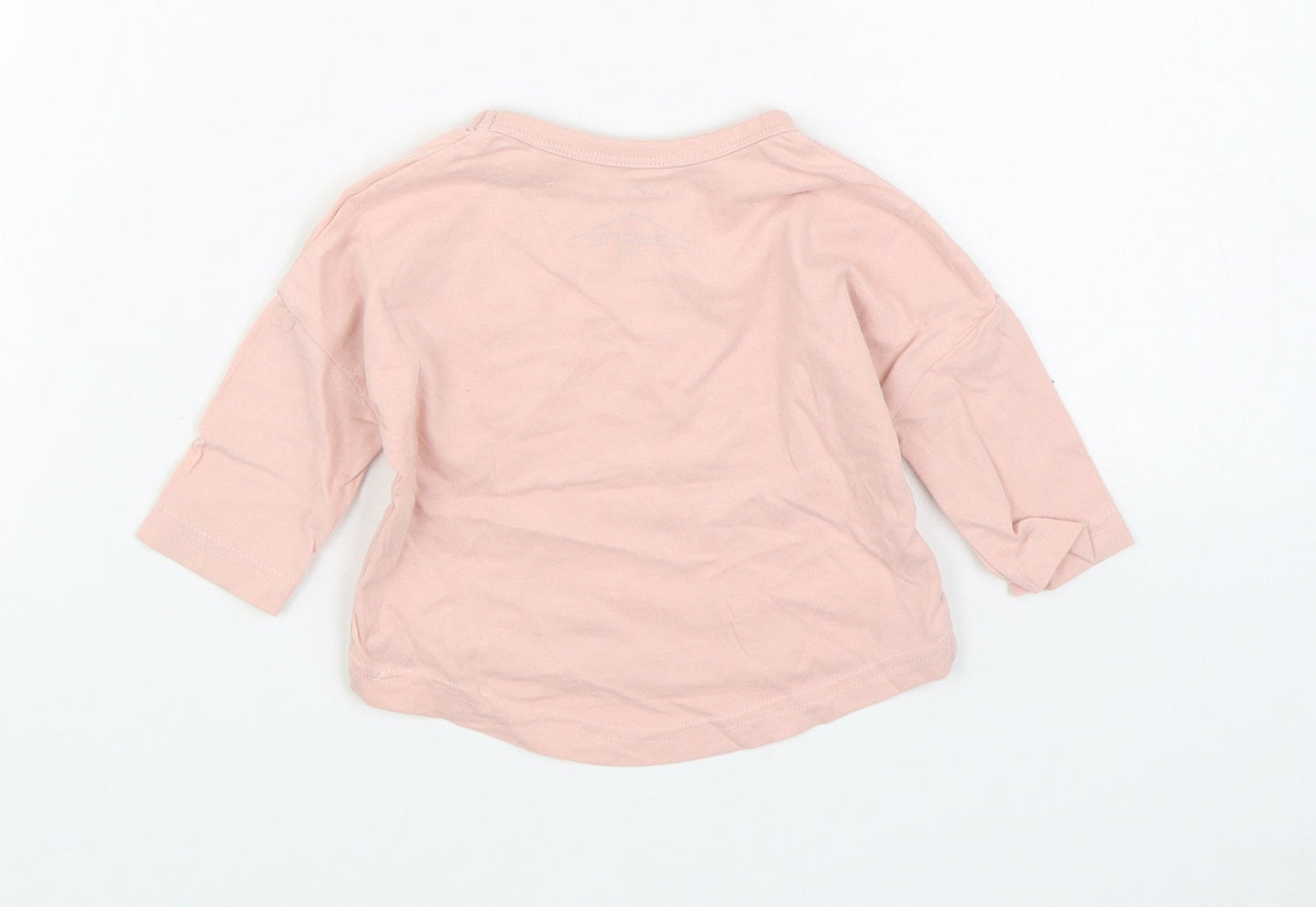 NEXT Girls Pink  Cotton Basic T-Shirt Size 3-6 Months Round Neck Pullover