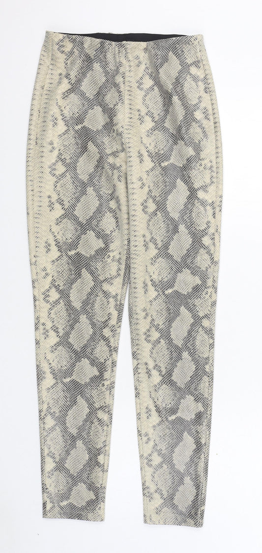 VERO MODA Womens Beige Animal Print Polyester Jogger Trousers Size 8 L29 in Regular