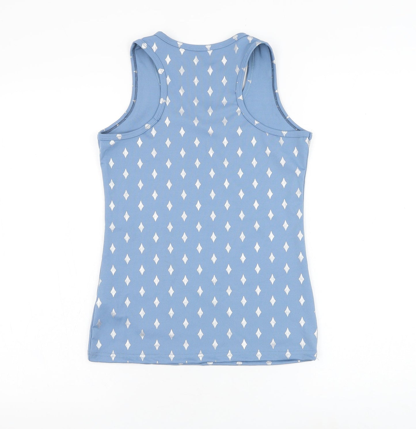 Preworn Womens Blue Geometric Polyamide Basic Tank Size S Round Neck