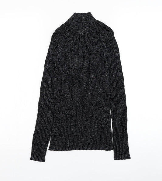 NEXT Girls Black Mock Neck  Viscose Pullover Jumper Size 11 Years  Pullover