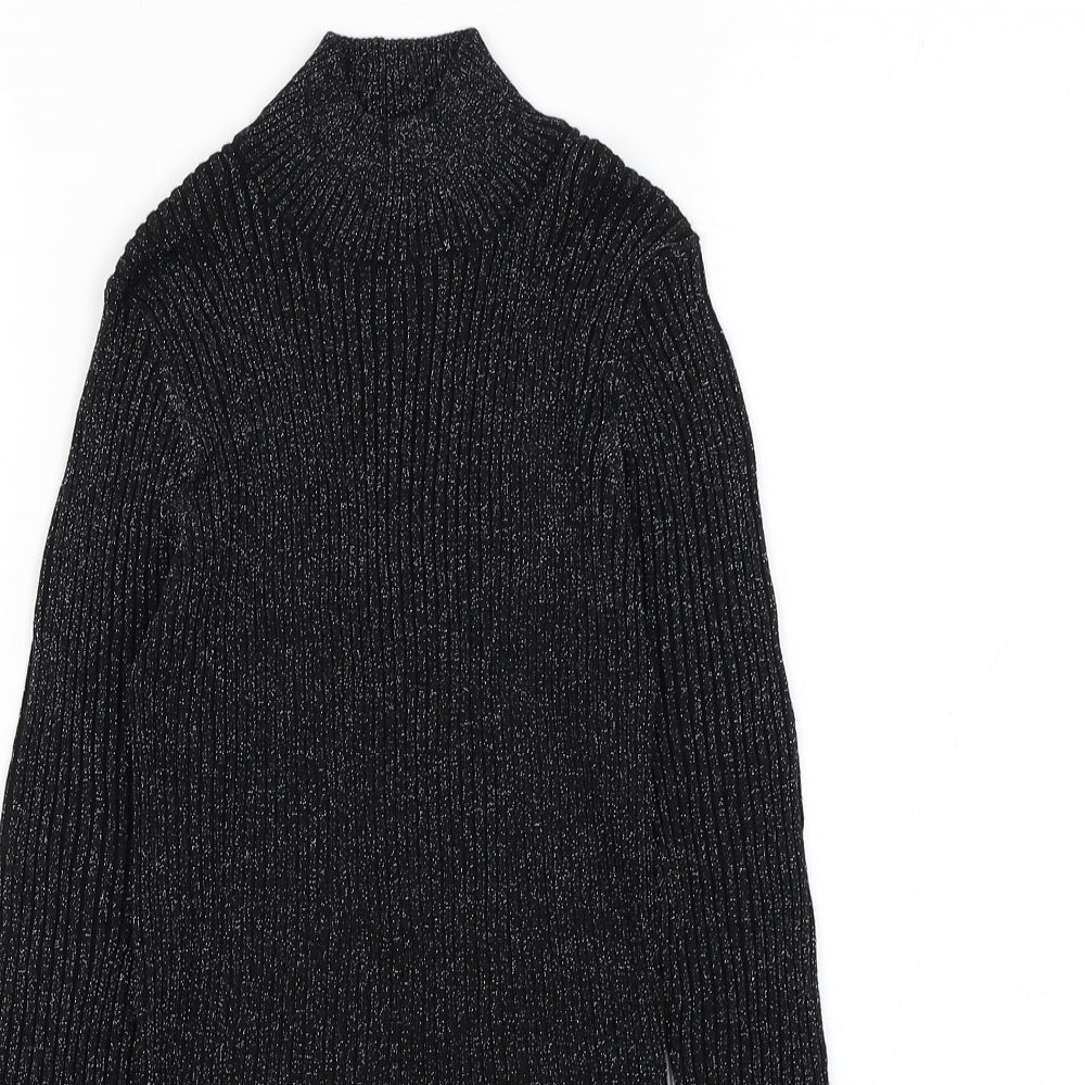 NEXT Girls Black Mock Neck  Viscose Pullover Jumper Size 11 Years  Pullover