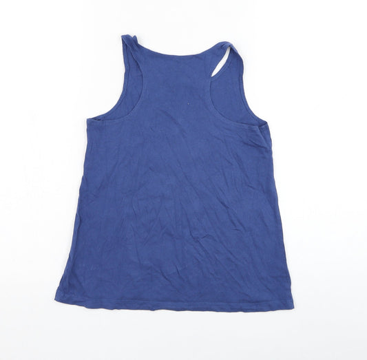 Gap Girls Blue  Cotton Basic Tank Size 10-11 Years Round Neck Pullover - Seahorse