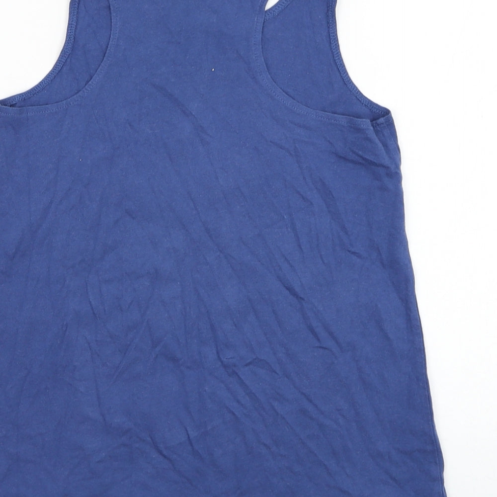 Gap Girls Blue  Cotton Basic Tank Size 10-11 Years Round Neck Pullover - Seahorse