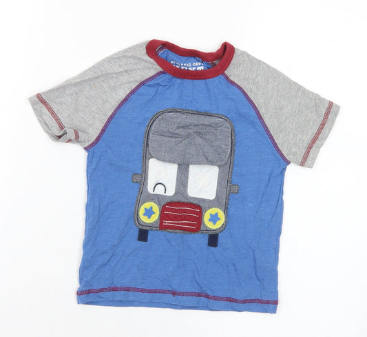NEXT Boys Multicoloured  Cotton Basic T-Shirt Size 2-3 Years Crew Neck  - Bus