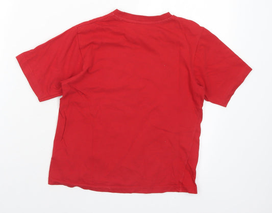 Dunnes Stores Boys Red  Cotton Basic T-Shirt Size 8 Years Crew Neck  - Always on time