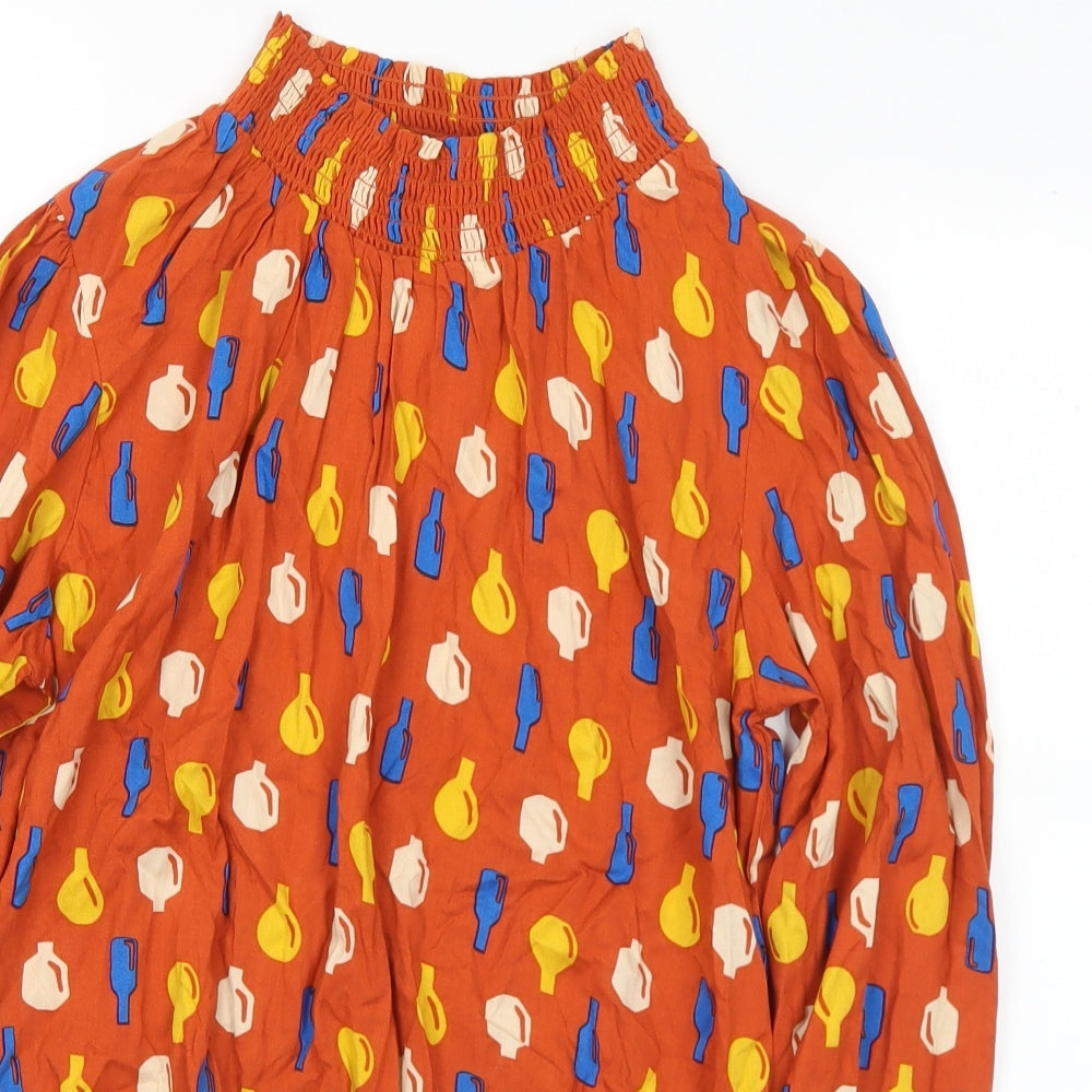 Compania Fantasia Womens Multicoloured Geometric Viscose Basic Blouse Size L Mock Neck