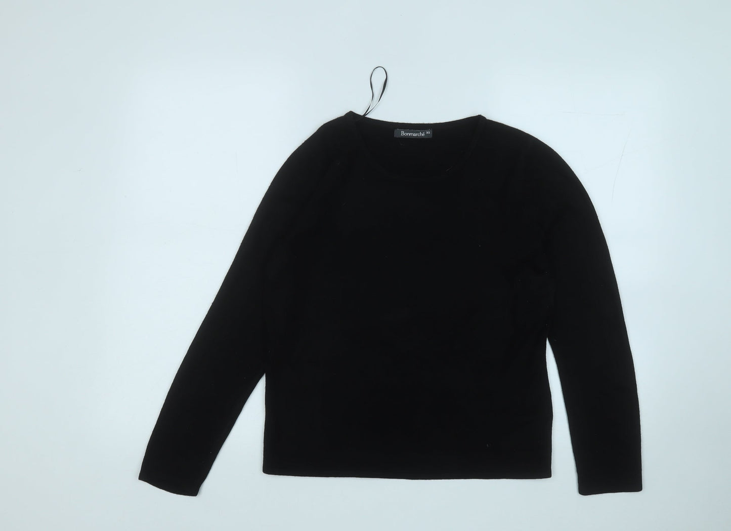 Bonmarché Womens Black Round Neck  Acrylic Pullover Jumper Size XS