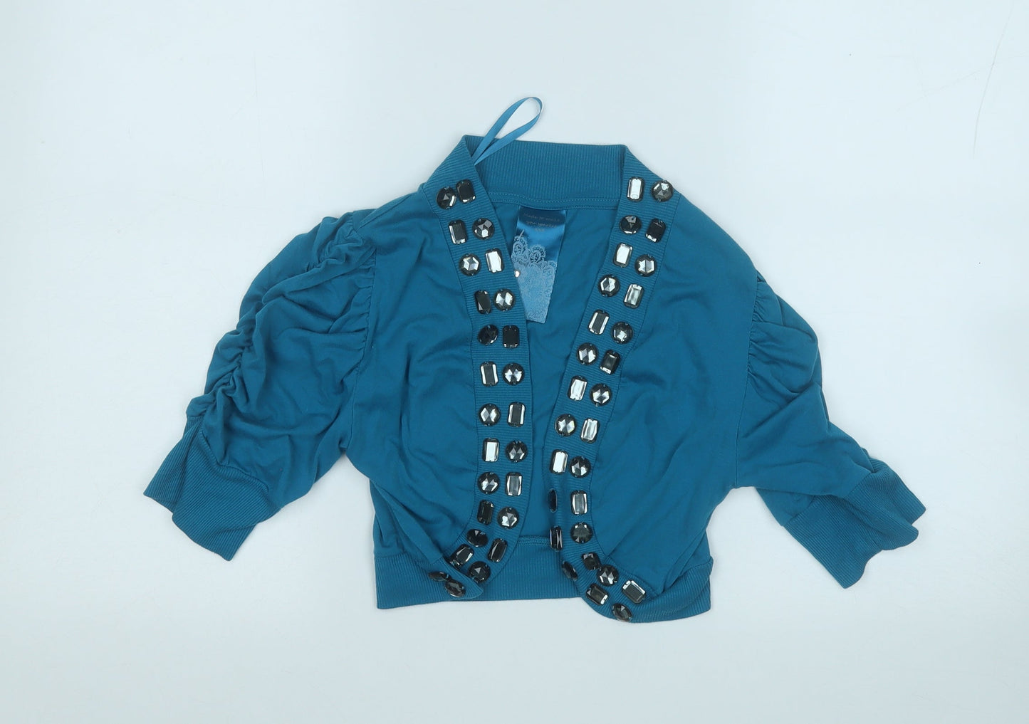 Evie Womens Blue V-Neck  Polyester Cardigan Jumper Size 14