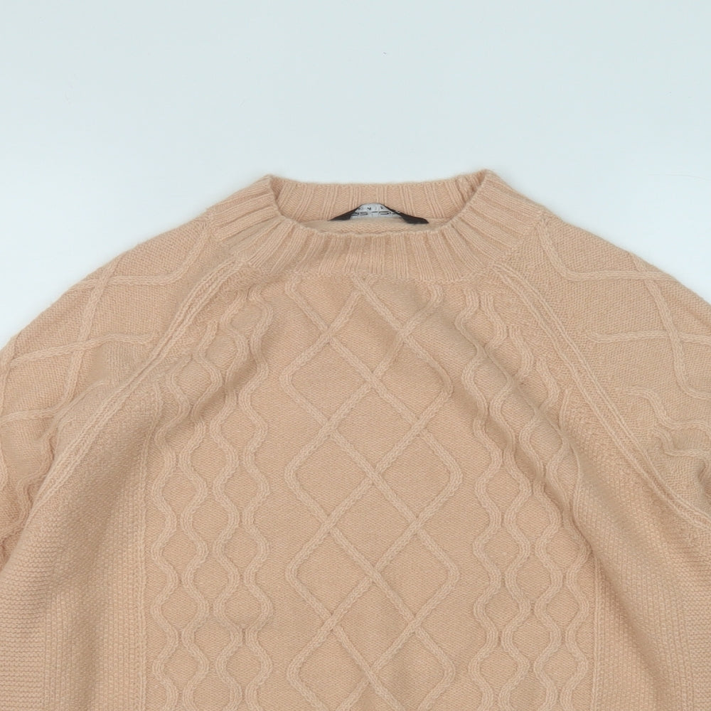 Select Womens Beige Round Neck  Acrylic Pullover Jumper Size M