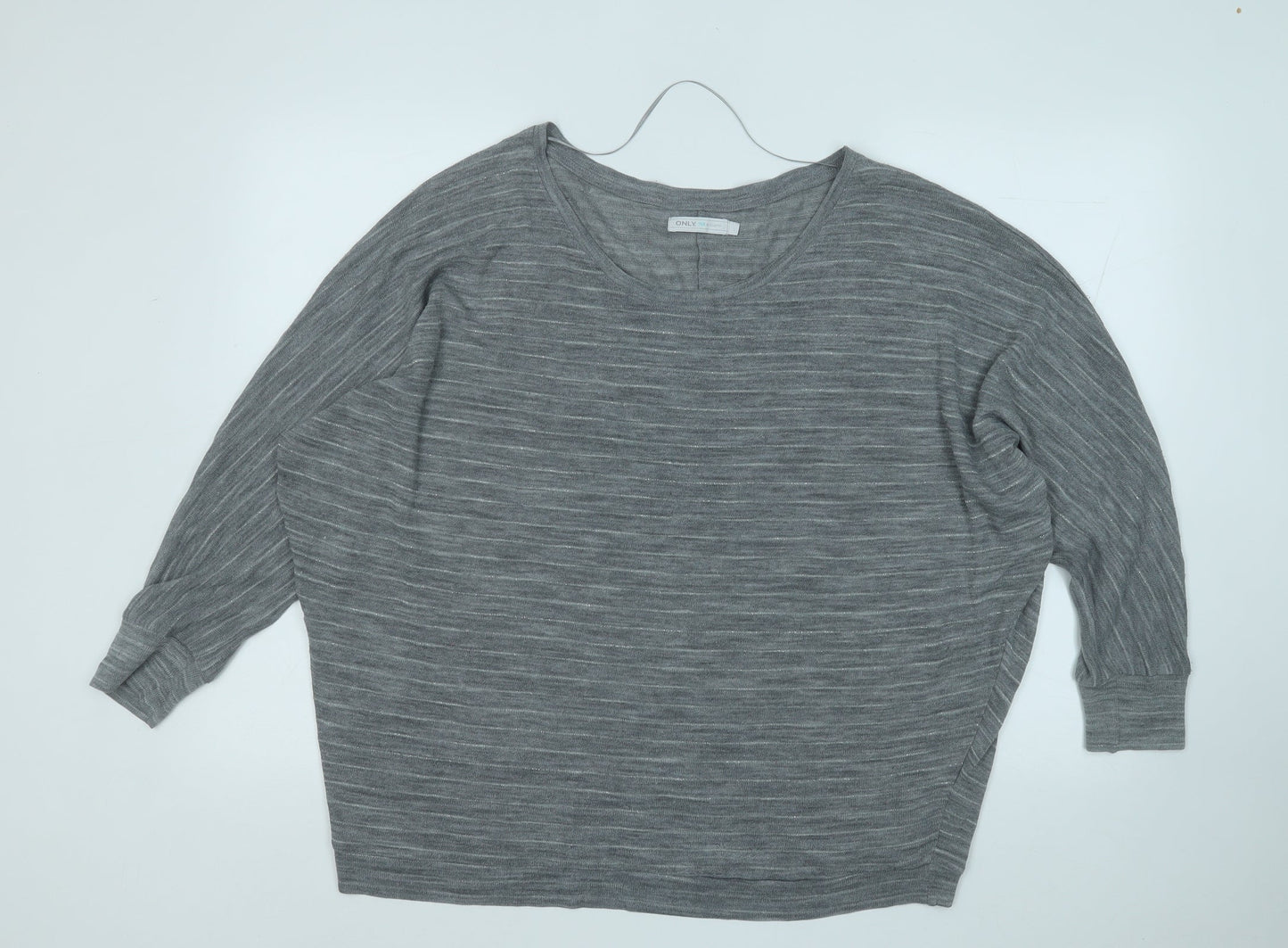 Only Womens Grey Round Neck  Acrylic Pullover Jumper Size L