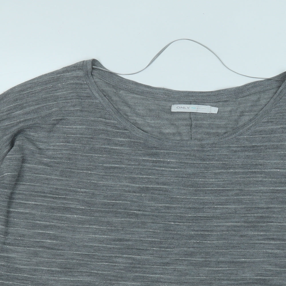 Only Womens Grey Round Neck  Acrylic Pullover Jumper Size L