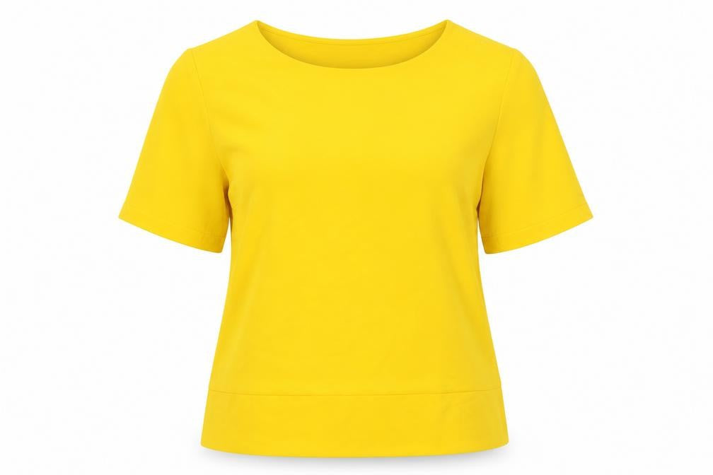 Dunnes Womens Yellow  Polyester Basic Blouse Size L Boat Neck