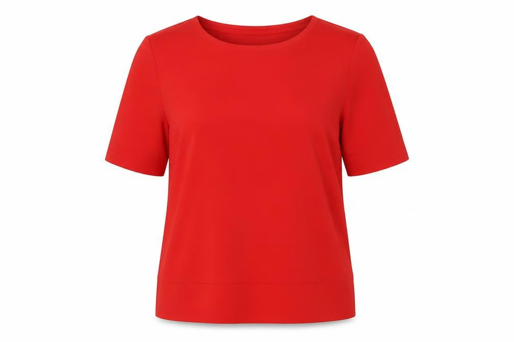 Dunnes Womens Red  Polyester Basic Blouse Size L Boat Neck