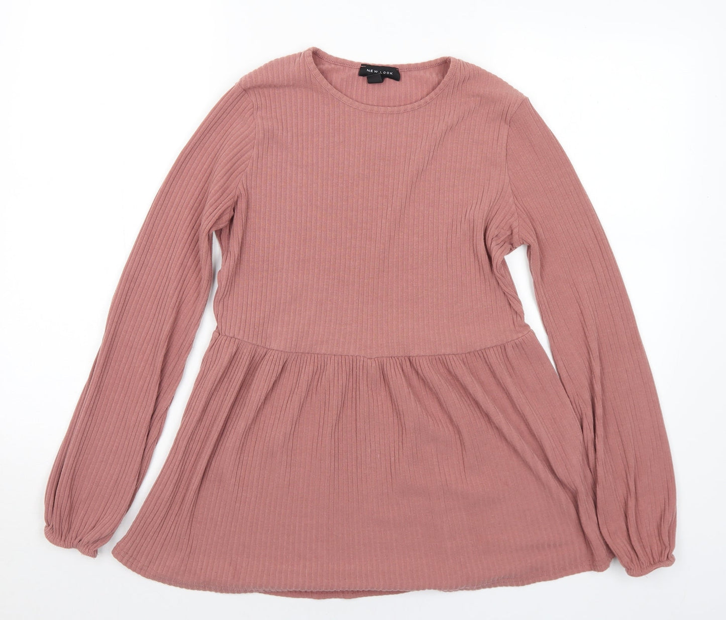 New Look Womens Pink Round Neck  Polyester Tunic Jumper Size 10