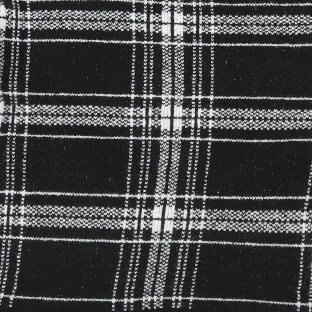 Marks and Spencer Womens Black Mock Neck Plaid Acrylic Pullover Jumper Size M