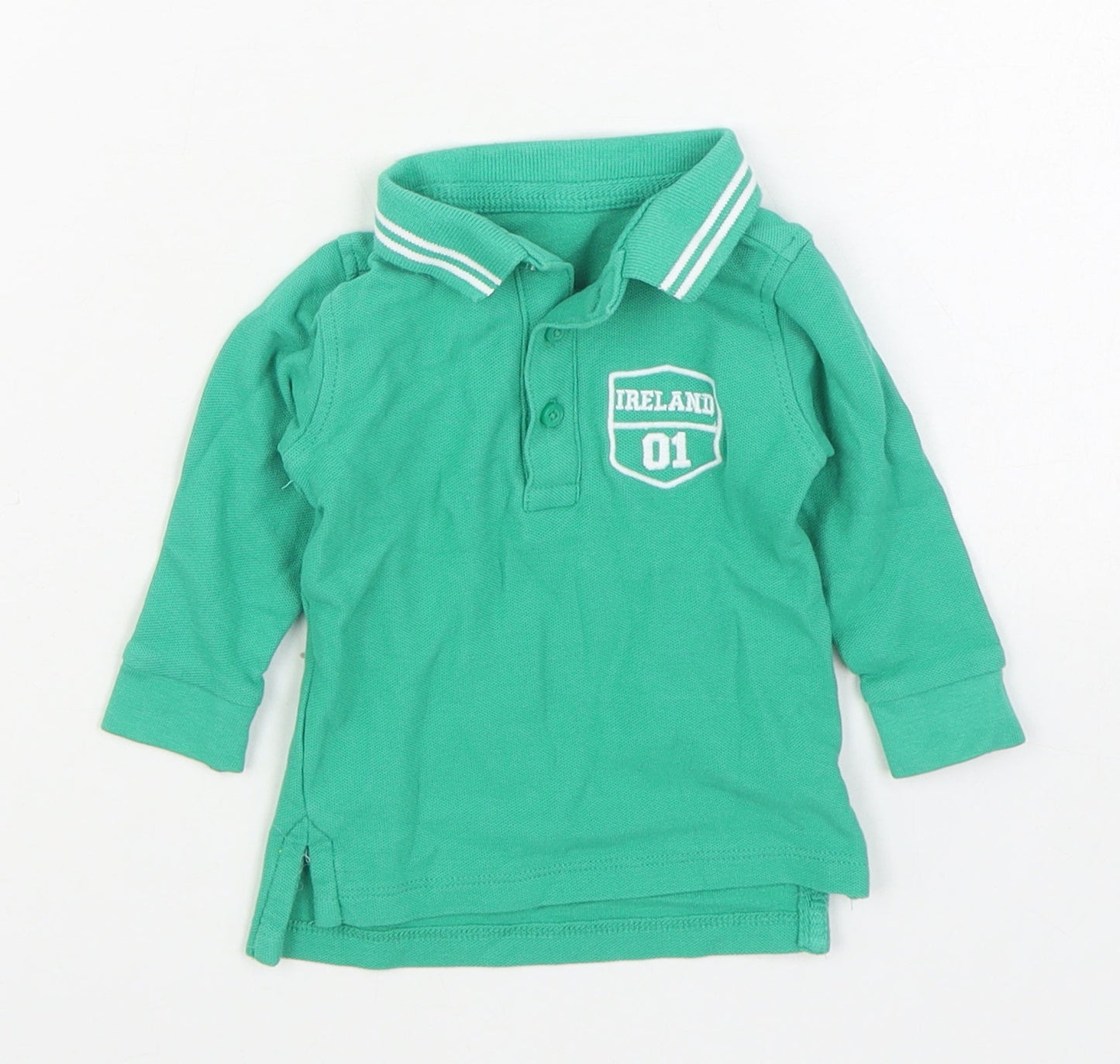 Dunnes Stores Boys Green  100% Cotton Basic Polo Size 3-6 Months Collared Pullover - Ireland