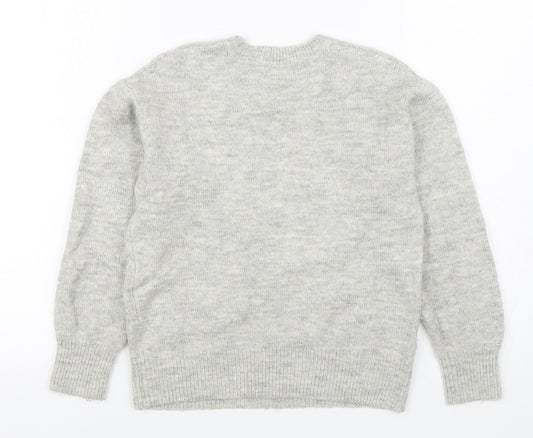 RESERVED Girls Grey Round Neck  Acrylic Pullover Jumper Size 10-11 Years  Pullover