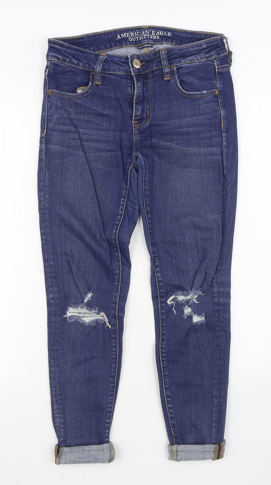 American Eagle Outfitters Womens Blue  Cotton Jegging Jeans Size 8 L26 in Regular Zip