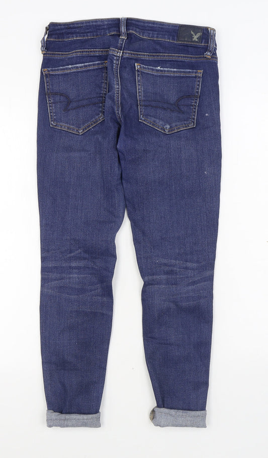 American Eagle Outfitters Womens Blue  Cotton Jegging Jeans Size 8 L26 in Regular Zip