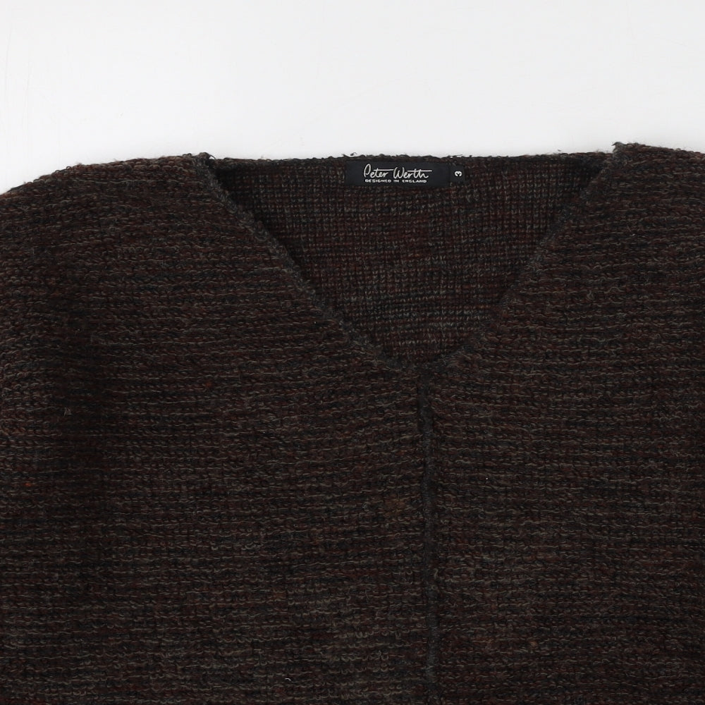 Peter Werth Womens Brown Round Neck  Acrylic Pullover Jumper Size 4