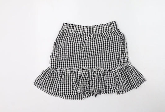 khushi Womens Black Check Cotton Flare Skirt Size M