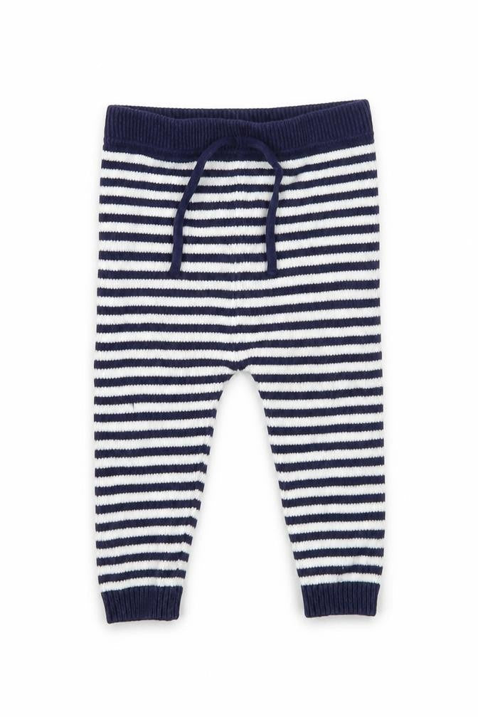 Bub  Baby Blue Striped Cotton Jogger Trousers Size 9 Months  Drawstring