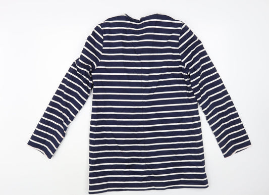 E Land Womens Blue Striped  Rain Coat Coat Size S  Zip