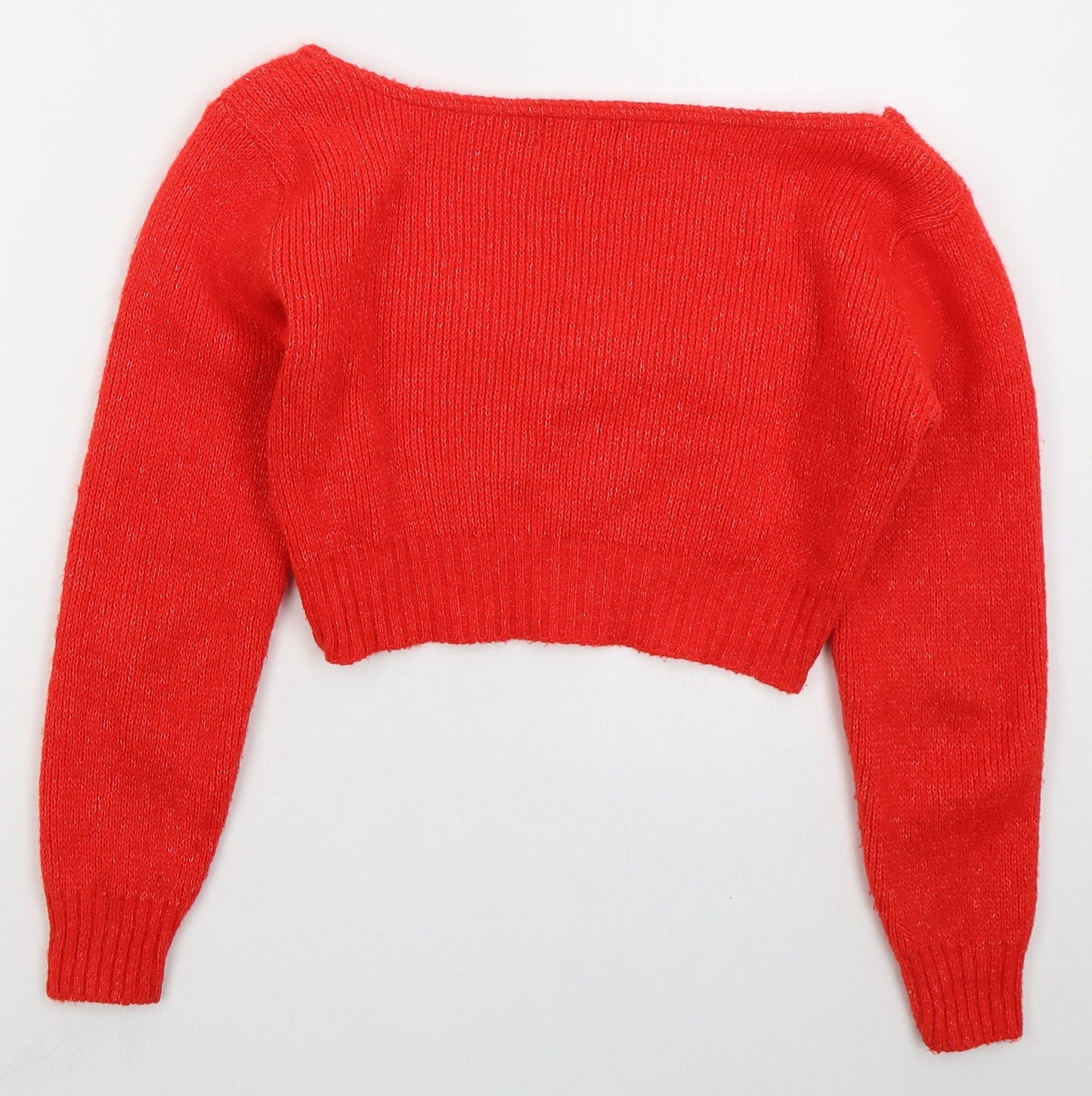 PRETTYLITTLETHING Womens Red Round Neck  Acrylic Pullover Jumper Size S