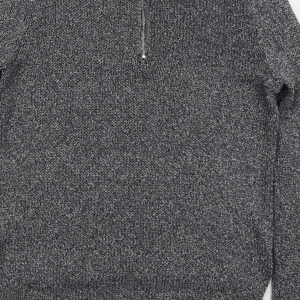 H&M Womens Grey Boat Neck  Acrylic Pullover Jumper Size 10