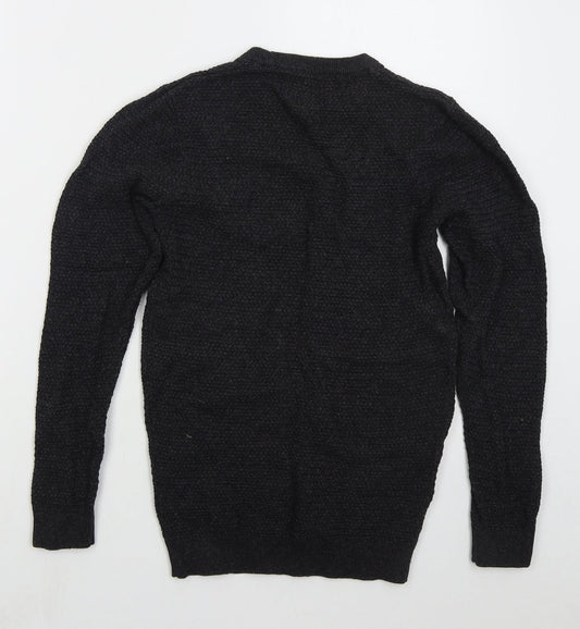 Easy Mens Grey Crew Neck  Cotton Pullover Jumper Size M