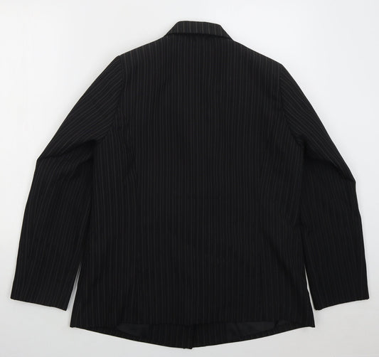 Glamorosa Womens Black Striped Polyester Jacket Suit Jacket Size 16