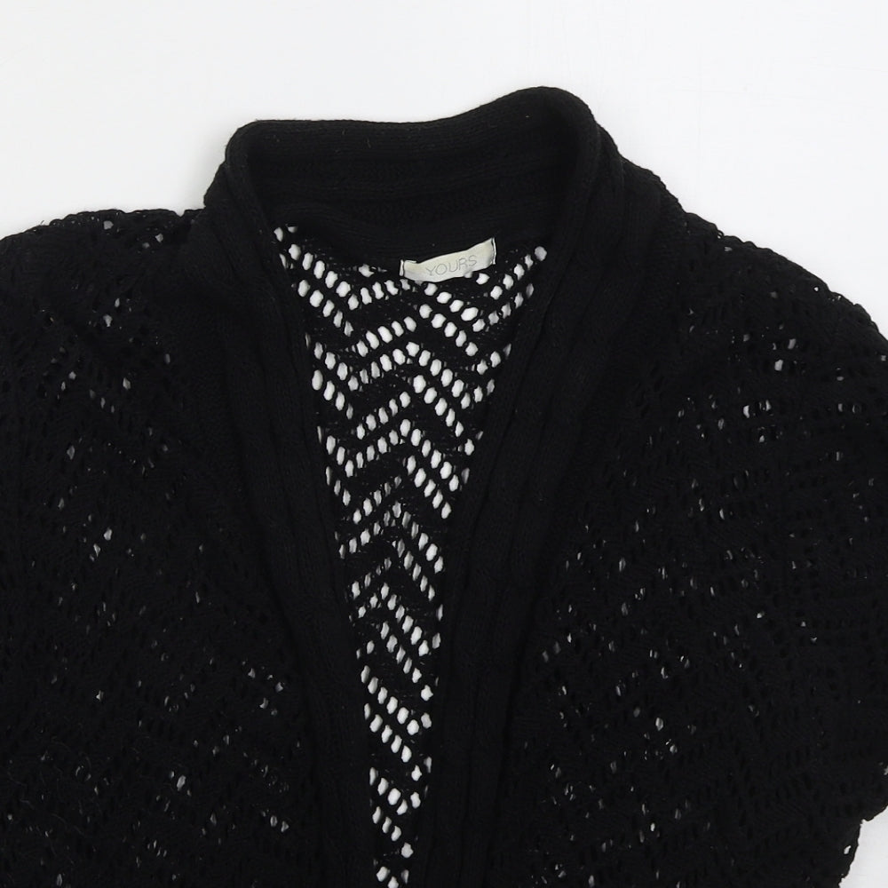 Yours Womens Black V-Neck  Acrylic Cardigan Jumper Size M