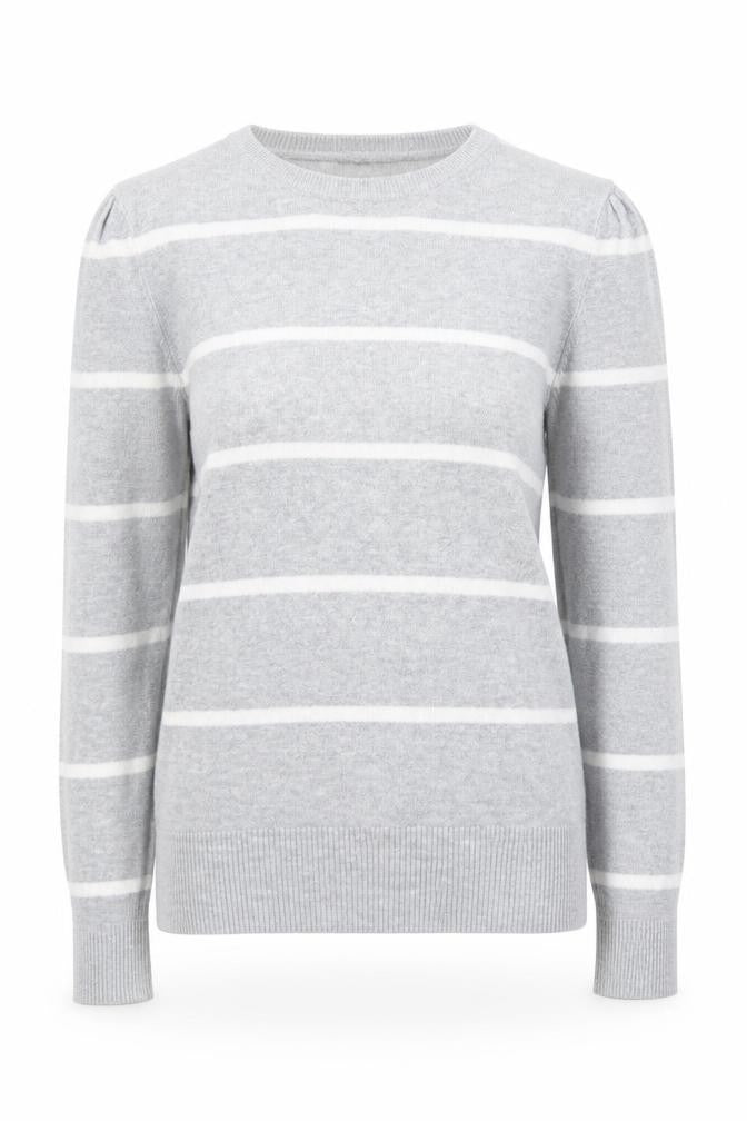 Marks and Spencer  Womens Grey Roll Neck Striped Viscose Pullover Jumper Size 12