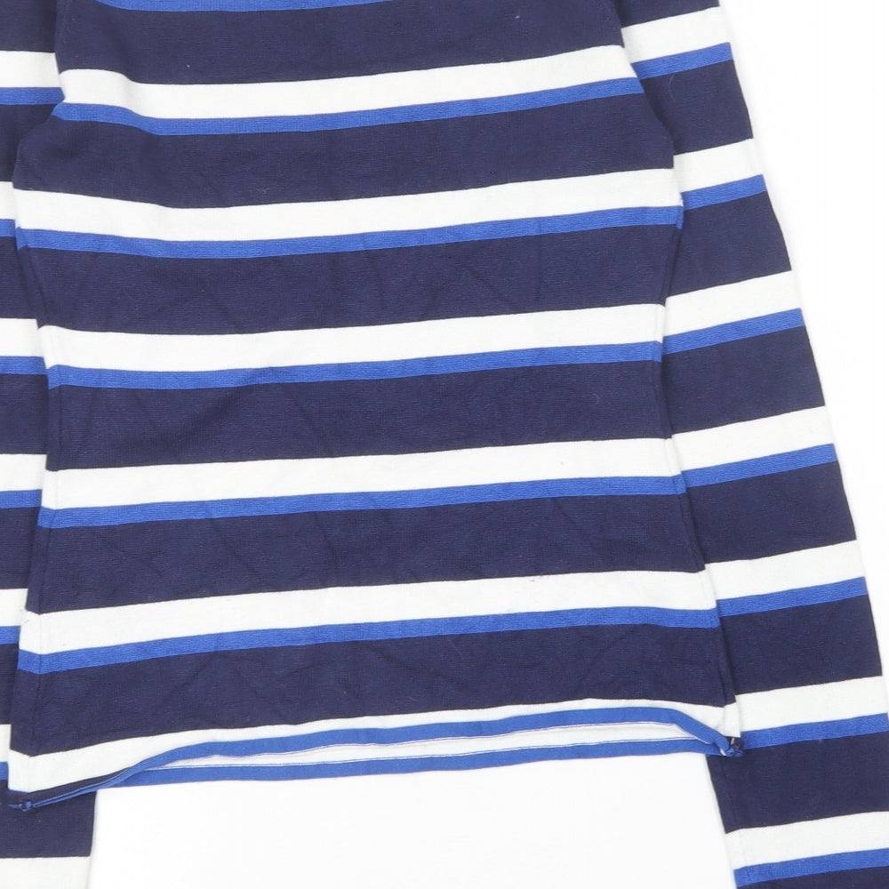 H&M Womens Blue Boat Neck Striped Viscose Pullover Jumper Size S