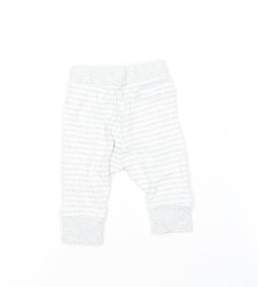 George Girls Grey Striped Cotton Jogger Leggings Size 0-3 Months