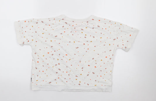 George Girls Ivory Geometric 100% Cotton Jersey T-Shirt Size 7-8 Years Crew Neck Pullover